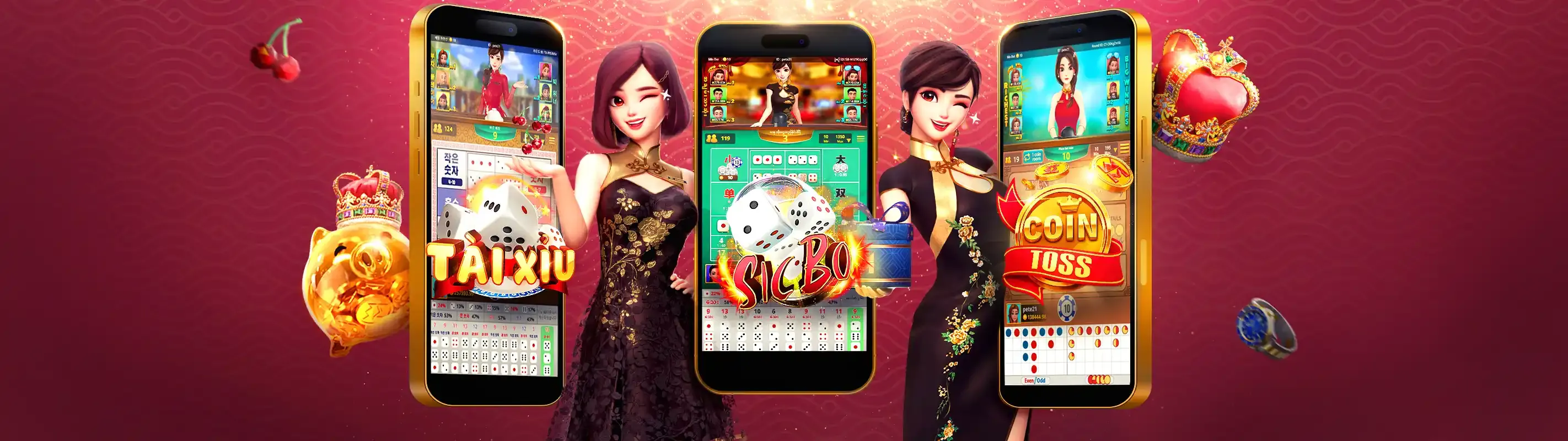 Hình ảnh chính của ứng dụng ricwin với các trò chơi nổi bật